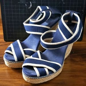Tory Burch Navy Blue Wedges
